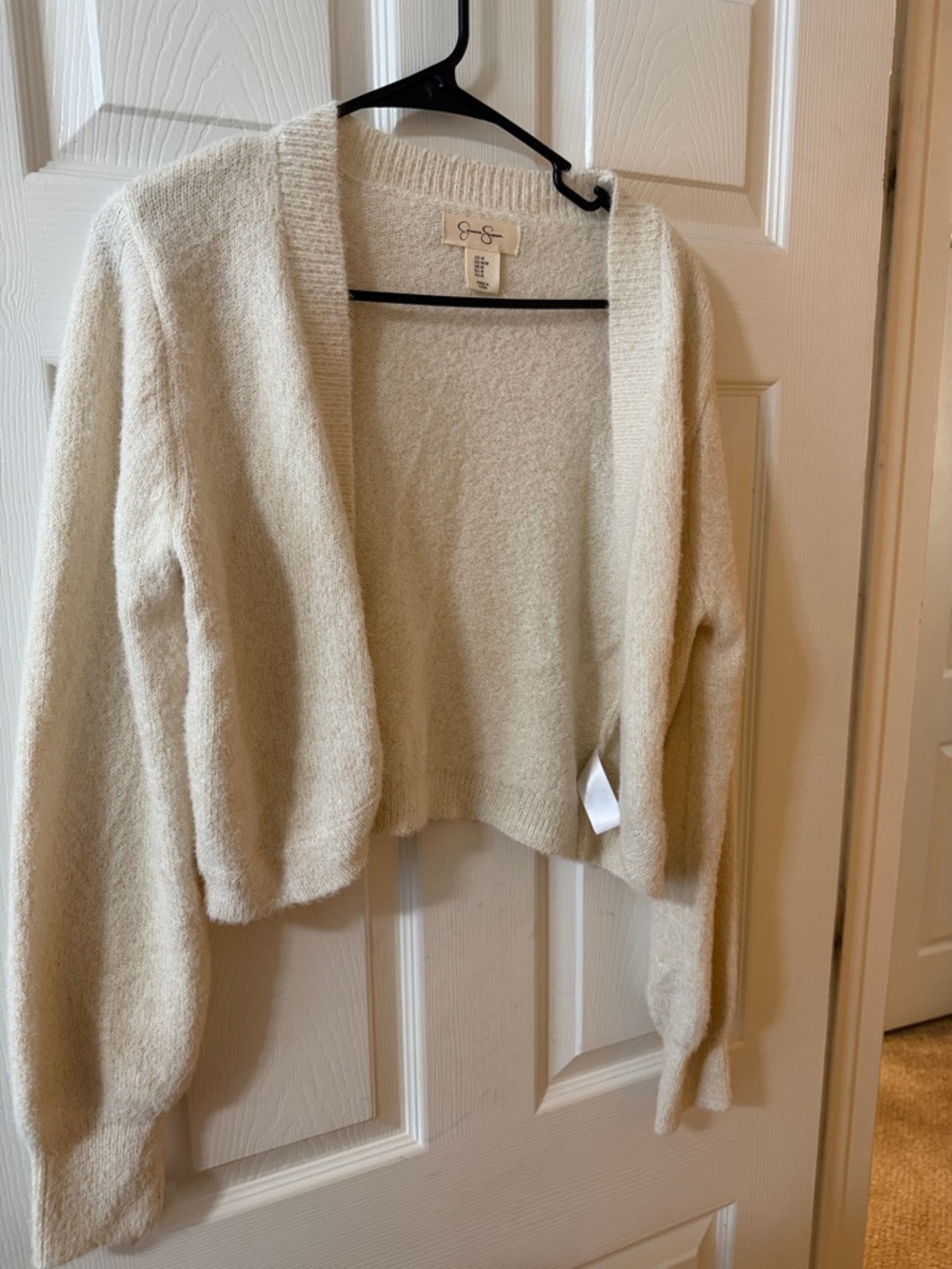 Jessica Simpson Cream Open-Front Cropped Cardigan